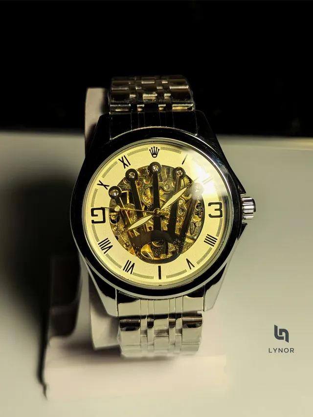 Two-Tone Skeleton Automatic Watch
