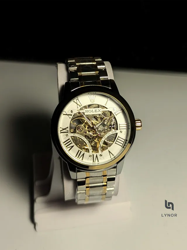 Two-Tone Skeleton Automatic Watch