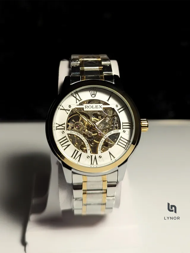 Two-Tone Skeleton Automatic Watch