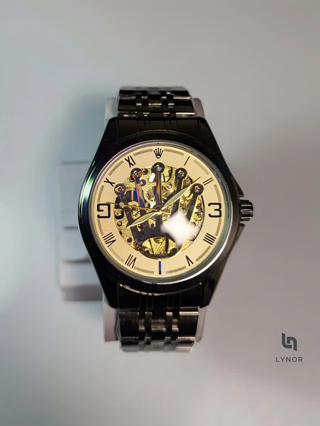 Two-Tone Skeleton Automatic Watch